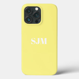 Minimalist Custom monogram initials pale yellow iPhone 13 Pro Case
