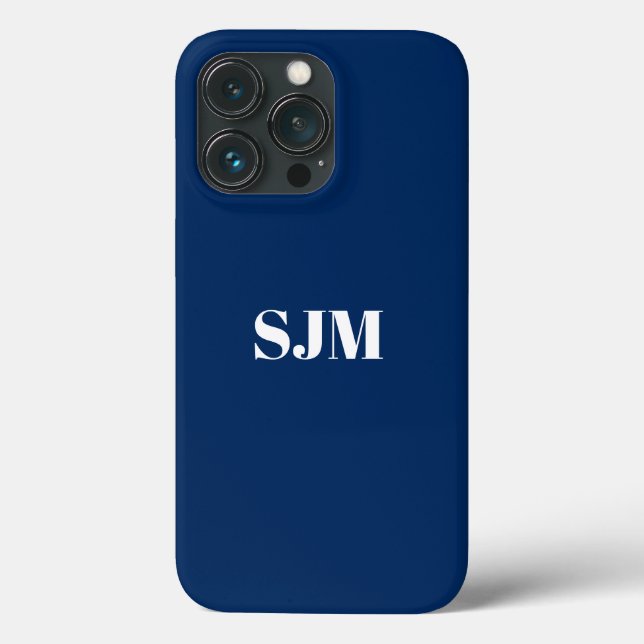 Minimalist Custom monogram name blue white Case-Mate iPhone Case (Back)
