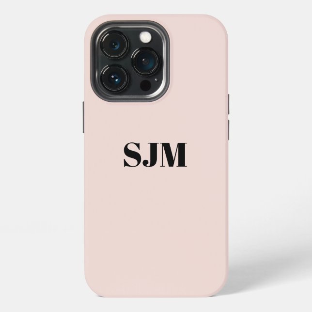 Minimalist Custom monogram name blush pink chic Ca iPhone Case (Back)