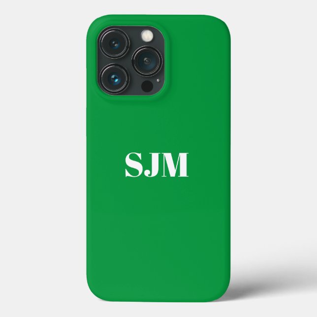 Minimalist Custom monogram name green white Case-Mate iPhone Case (Back)