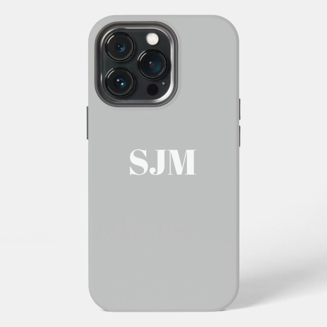 Minimalist Custom monogram name light grey iPhone Case (Back)