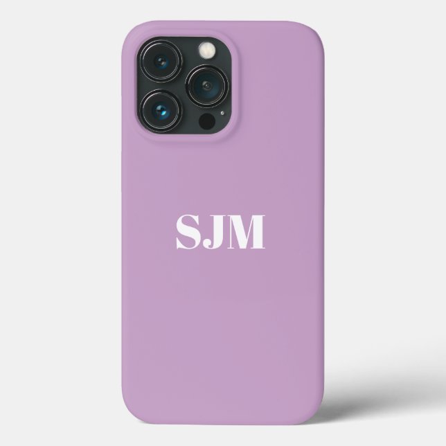 Minimalist Custom monogram name lilac white Case-Mate iPhone Case (Back)