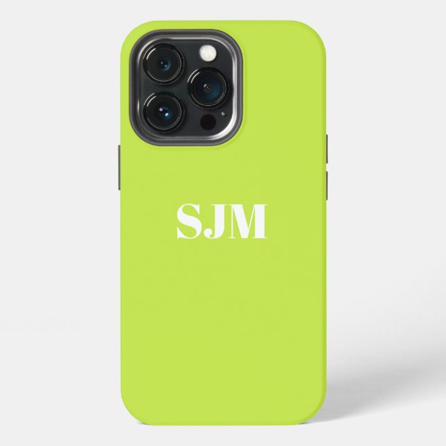 Minimalist Custom monogram name lime green iPhone Case (Back)