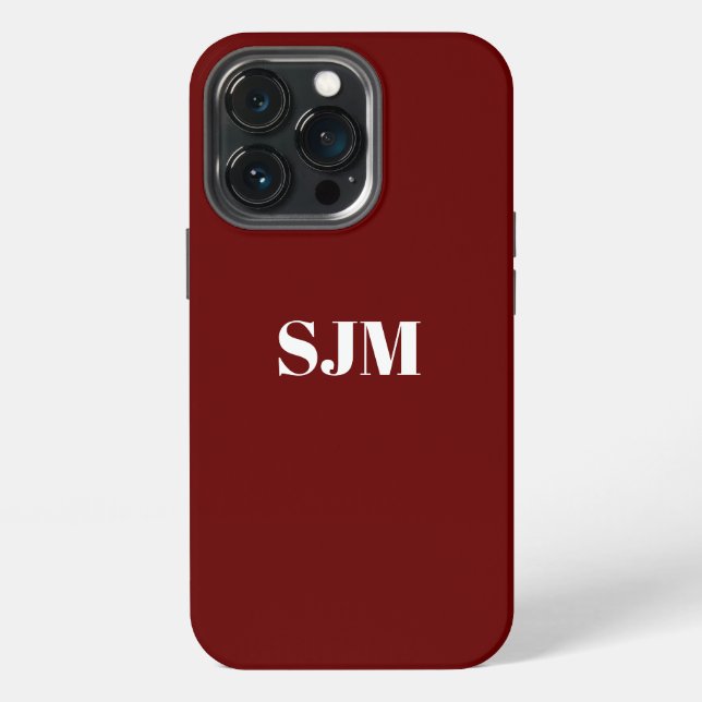 Minimalist Custom monogram name maroon wine iPhone Case (Back)