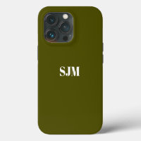 Minimalist Custom monogram name olive moss green