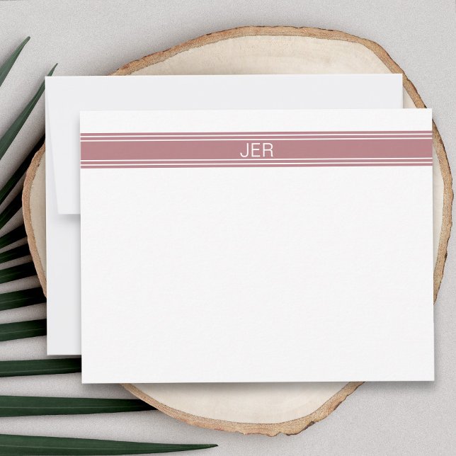 Minimalist Custom Monogram Name or Initials Pink Card (Minimalist Custom Monogram Name or Initials Pink Note Card)