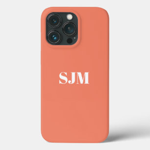 Minimalist Custom monogram name salmon orange iPhone 13 Pro Case