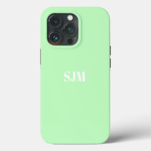 Minimalist Custom monogram name seafoam mint green iPhone 13 Pro Case