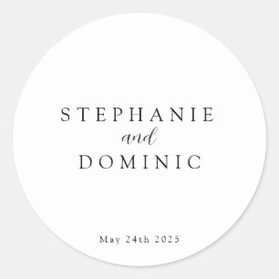 Minimalist Custom Name & Date Wedding Sticker