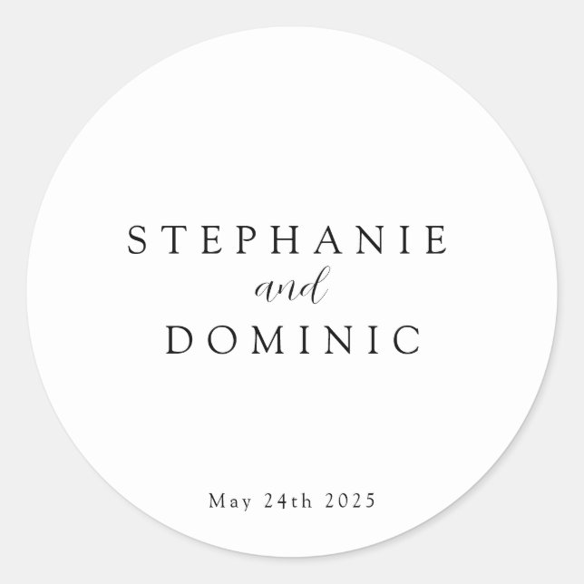 Minimalist Custom Name & Date Wedding Sticker (Front)