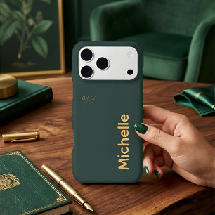 Minimalist Custom Name Forest Green & Gold