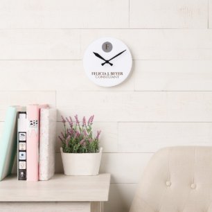 Minimalist Custom Name Modern Elegant Style Round Clock