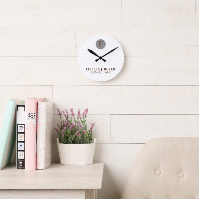 Minimalist Custom Name Modern Elegant Style Round Clock (Reading Room)
