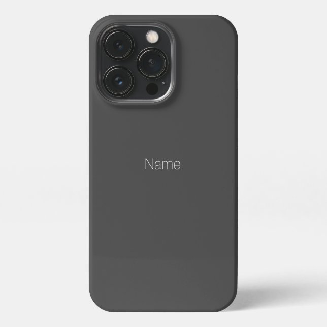 Minimalist custom name monogram charcoal grey iPhone case (Back)