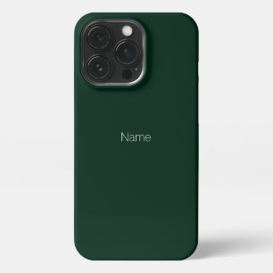Minimalist custom name monogram dark pine green iPhone 13 pro case