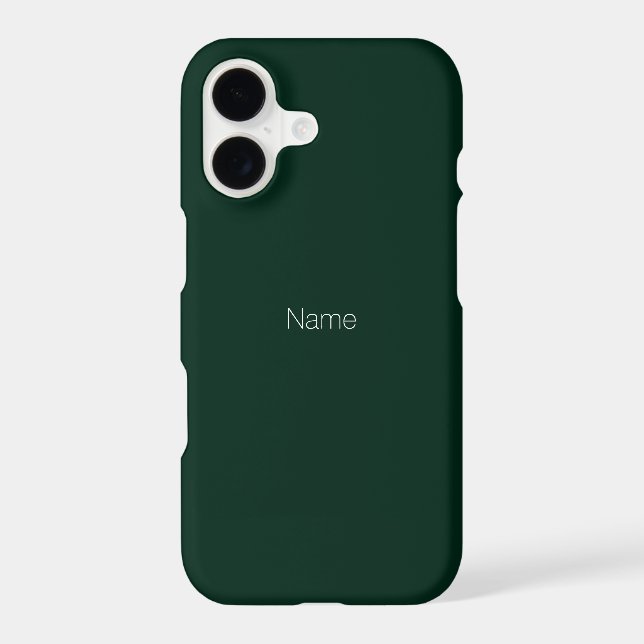 Minimalist custom name monogram dark pine green iPhone case (Back)