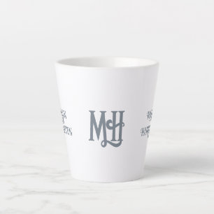 Minimalist Custom Name & Monogram Latte Mug