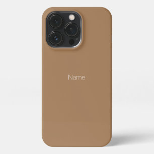 Minimalist custom name monogram light brown iPhone 13 pro case