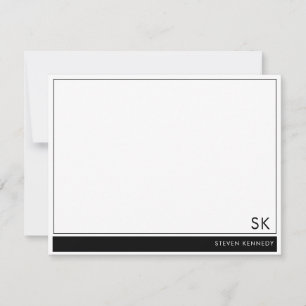 Minimalist Custom Name Monogrammed Black Border Card
