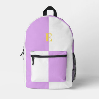 Minimalist Custom Name  Purple and White Backpacks