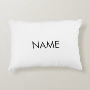 Minimalist custom name text black white decorative cushion