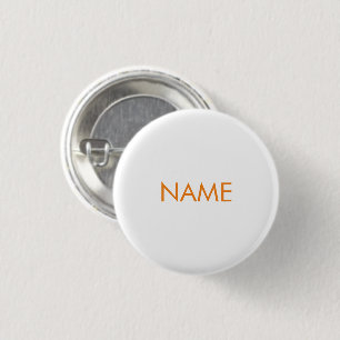 Minimalist Custom name text orange white 3 Cm Round Badge