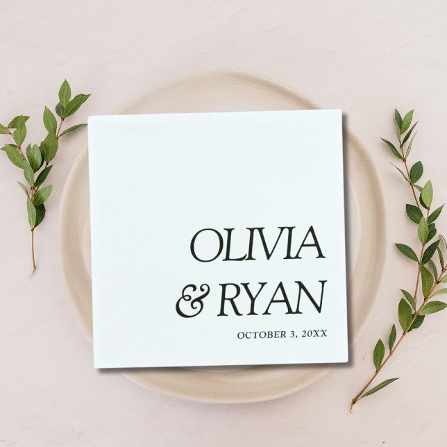 Minimalist Custom Name Wedding Napkins (Minimalist Custom Name Wedding Napkins)