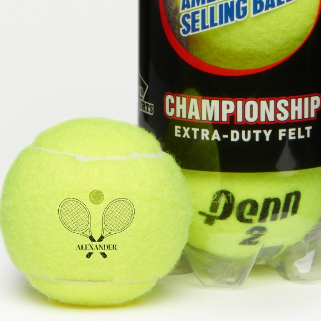 Minimalist Custom Name with Tennis Rackets Design Balls (Creator Uploaded)