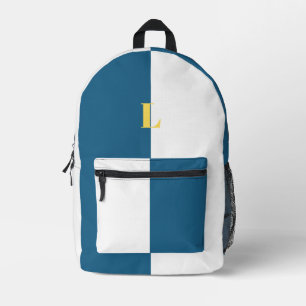 Minimalist Custom Navy Blue and White Backpack