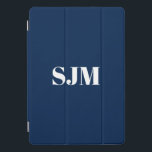 Minimalist Custom navy blue monogram initials iPad Pro Cover<br><div class="desc">Minimalist Custom dark navy blue and white monogram initials name iPad Pro Cover.
Check the rest of the collection for matching coordinating items.</div>