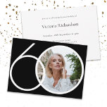 Minimalist Custom Photo Black White 60th Birthday Invitation<br><div class="desc">Minimalist Custom Photo Black White 60th Birthday Invitation. Modern minimalist birthday invitation design, simple yet classy and elegant. This design template is customisable with your photo. Great for a black & white themed party! This is a customisable template, if you need some help customising it simply contact the designer by...</div>
