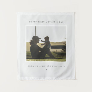 Minimalist Custom Photo First Mother's Day Modern Tapestry