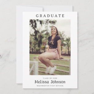 Minimalist Custom Photo Graduation Announcements