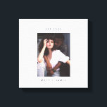 Minimalist Custom Photo Text Canvas Print<br><div class="desc">Minimalist Custom Photo Text Couple Canvas Print featuring large white space frame, couple/newlyweds name and engagement year in a modern and simple sans serif font and a personalised photo. Create a perfect wedding, engagement and home warming party gifts for couple, newlyweds, bridal shower, use it as keepsake and savour the...</div>