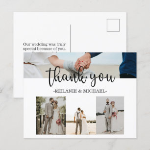 Minimalist Custom Photo Wedding Thank You Postcard