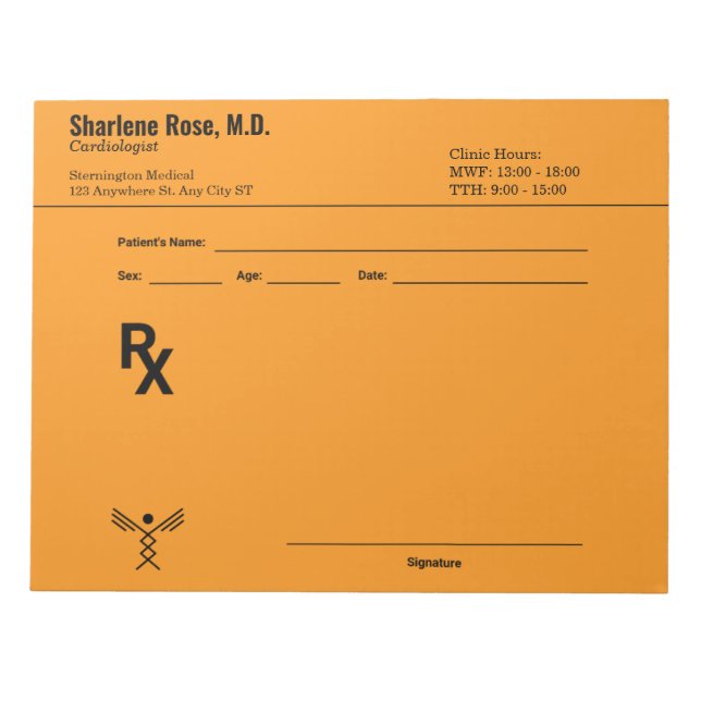 Minimalist Custom Prescription Notepad – Green Pad (Front)