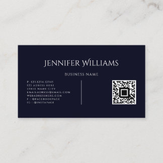 Minimalist Custom QR Code Script Modern Blue Business Card