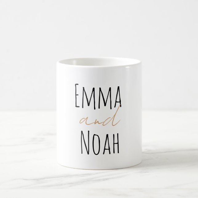Minimalist Custom Script Typography Couple Name  Coffee Mug (Center)