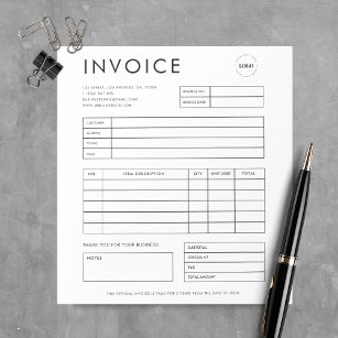 Minimalist Custom Small Business Invoice Receipt Notepad