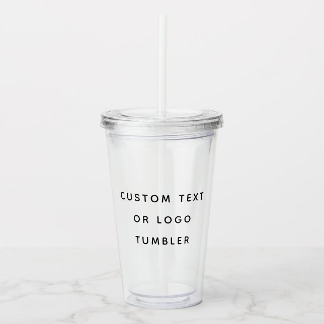 Minimalist Custom Text Or Logo Acrylic Tumbler (Front)