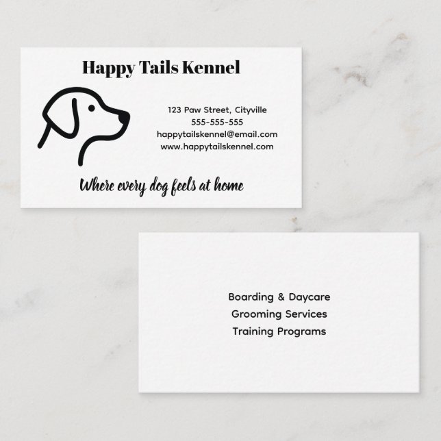 Minimalist  Customisable Kennel Business Card  (Front/Back)
