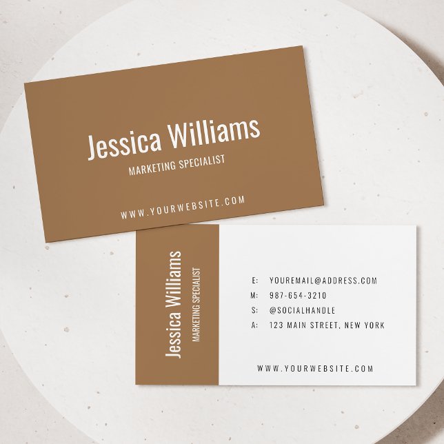 Minimalist Customisable Professional Brown Business Card (Creator Uploaded)