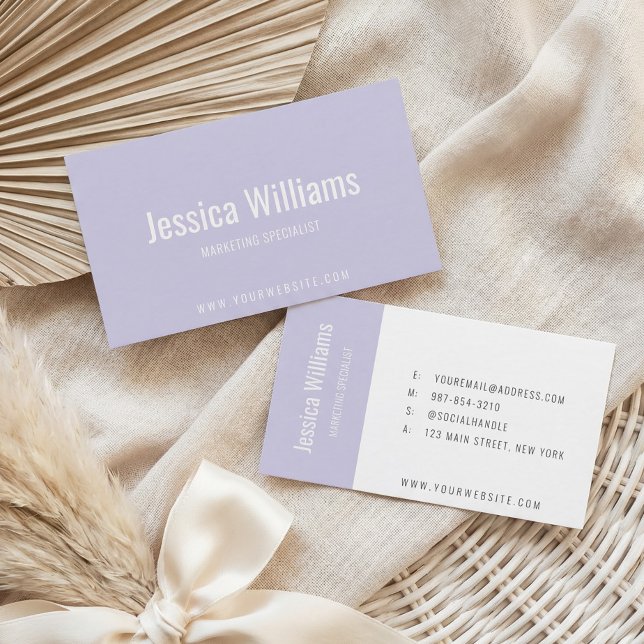 Minimalist Customisable Professional Lavender Business Card (Creator Uploaded)