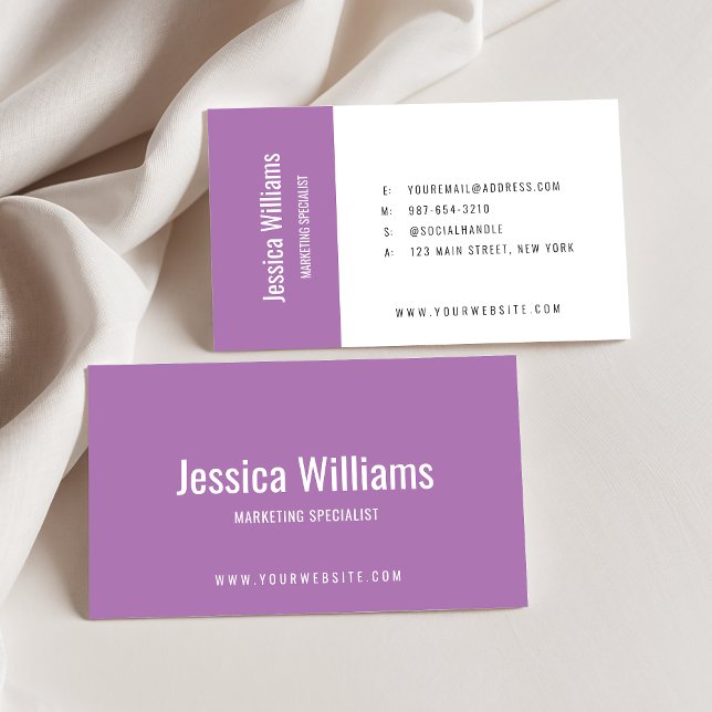 Minimalist Customisable Professional Purple Business Card (Creator Uploaded)