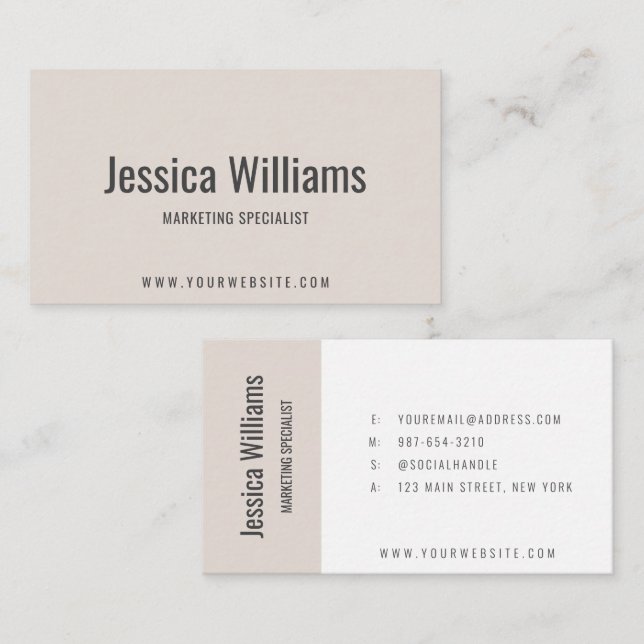 Minimalist Customizable Professional Beige Business Card (Front/Back)
