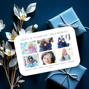 Minimalist Cute 6 Multi Photos Collage Keepsake Magnet