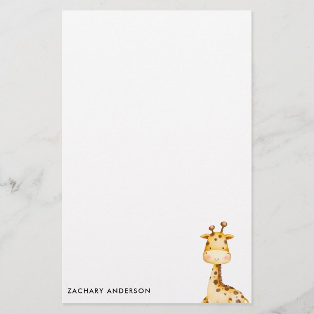 Minimalist Cute Baby Giraffe For Kids Stationery (Front)