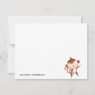 Minimalist Cute Baby Monkey Kids Personalised Card