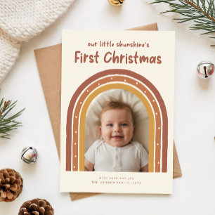 Minimalist Cute Baby's First Christmas Arch Photo Holiday Card