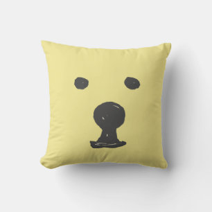 Minimalist Cute Bear Face Sketch Cushion Pillow